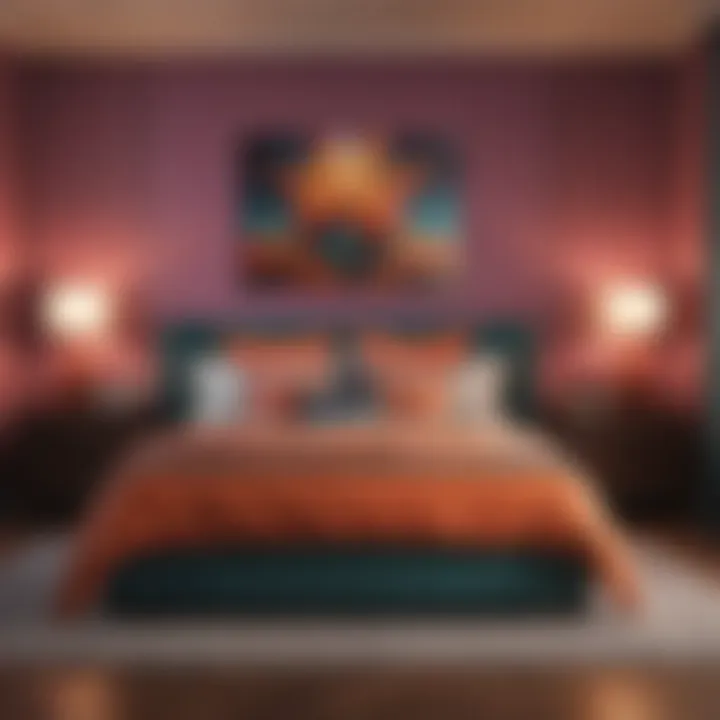 Vibrant accent colors in a stylish bedroom design