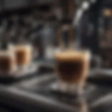 Close-up of coffee brewing in a premium coffee machine