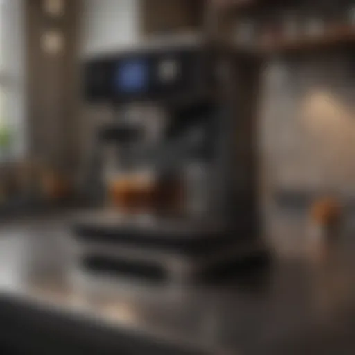 Sleek modern coffee maker on a kitchen countertop