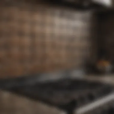 Close-up of backsplash material options in kitchen