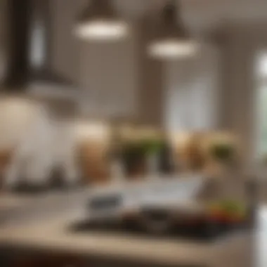 Close-up of task lighting over a kitchen workspace