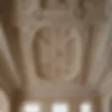 A beautifully restored vintage plaster ceiling with intricate designs
