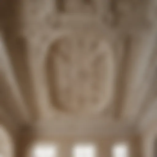 A beautifully restored vintage plaster ceiling with intricate designs