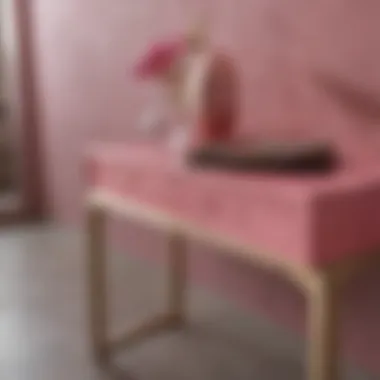 Variety of materials used in pink entry tables