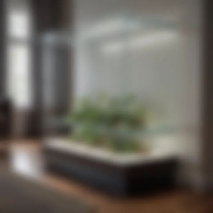 Modern glass display case emphasizing contemporary design