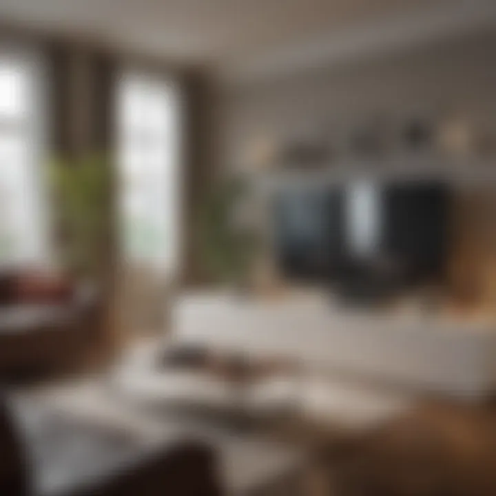 Stylish display case integrated into a cozy living room setup