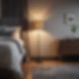 Elegant floor lamp in a stylish master bedroom corner