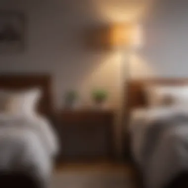 Creating Warmth: Vintage Floor Lamp in the Bedroom Warm ambient lighting created by a vintage floor lamp