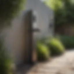 Modern outdoor spigot integrated into contemporary garden design