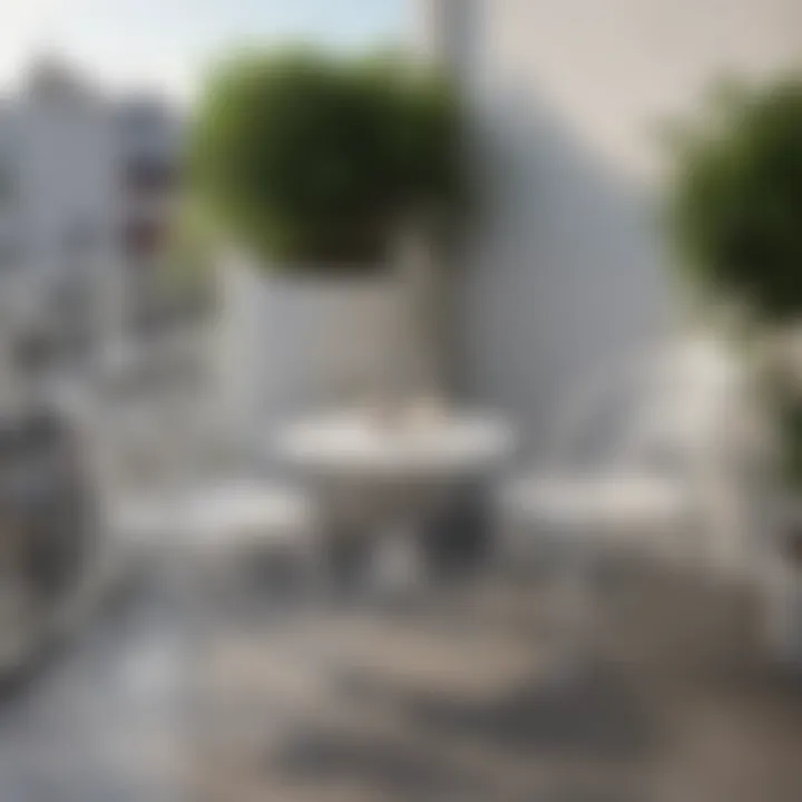 Elegant small white patio set on a balcony