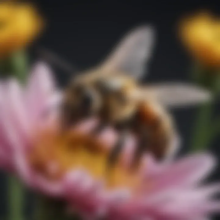 Close-up of a bee pollinating a flower