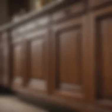 Close-up view of cabinet finishes and materials