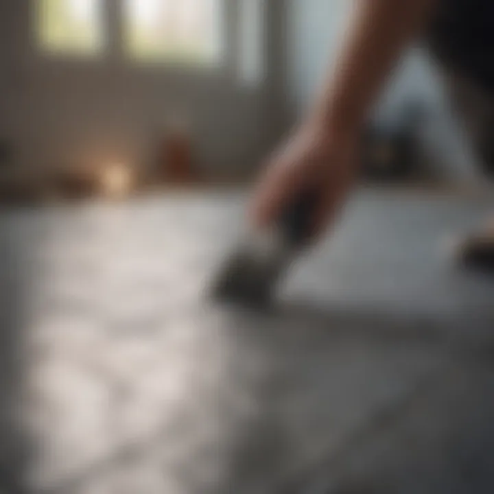 An illustration showing maintenance tips for self-stick tiles