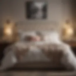 A cozy full bed adorned with elegant bedding