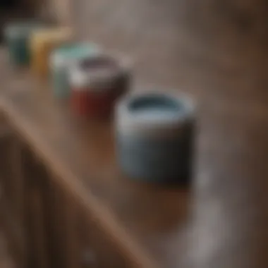 Close-up of various paint finishes for cabinets