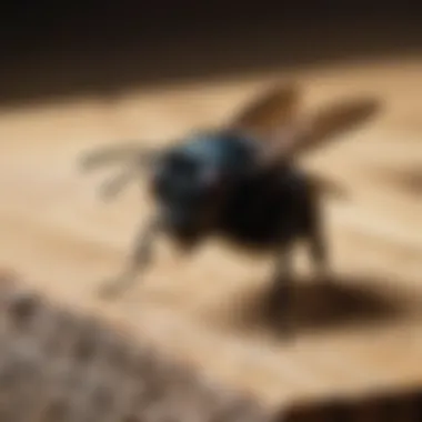 Close-up of a carpenter bee on wood