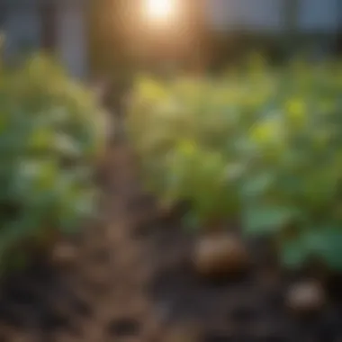 A vibrant garden showcasing healthy chitted potato plants