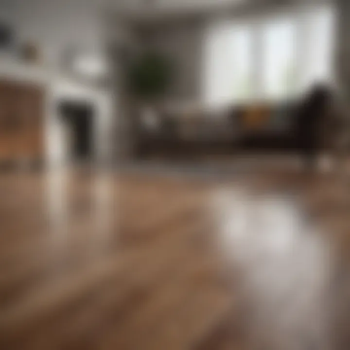 A professional installing hardwood flooring in a modern living room.