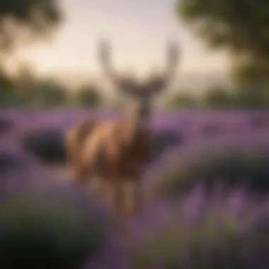 Lavender as a Deer Deterrent Landscape A landscape featuring lavender as a deer deterrent