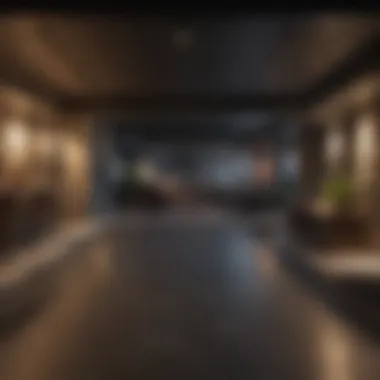 Interior view of a newly constructed basement showcasing modern design elements