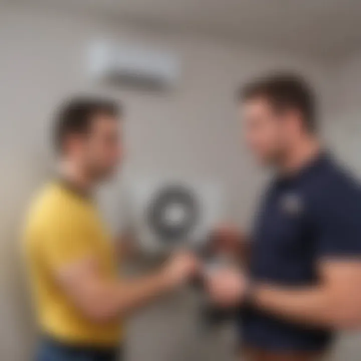 A technician installing a new air conditioning system in a residential setting
