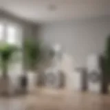 Different types of air conditioning units displayed in a showroom