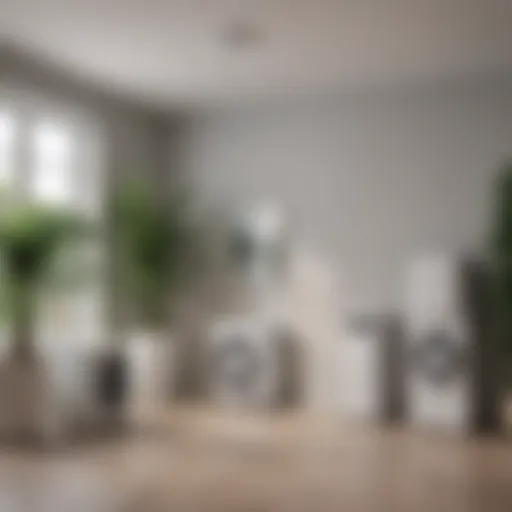 Different types of air conditioning units displayed in a showroom