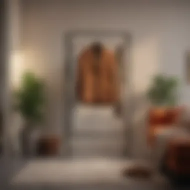 Stylish Heated Clotheshorse in Modern Decor A stylish heated clotheshorse elegantly displayed in a modern living space.