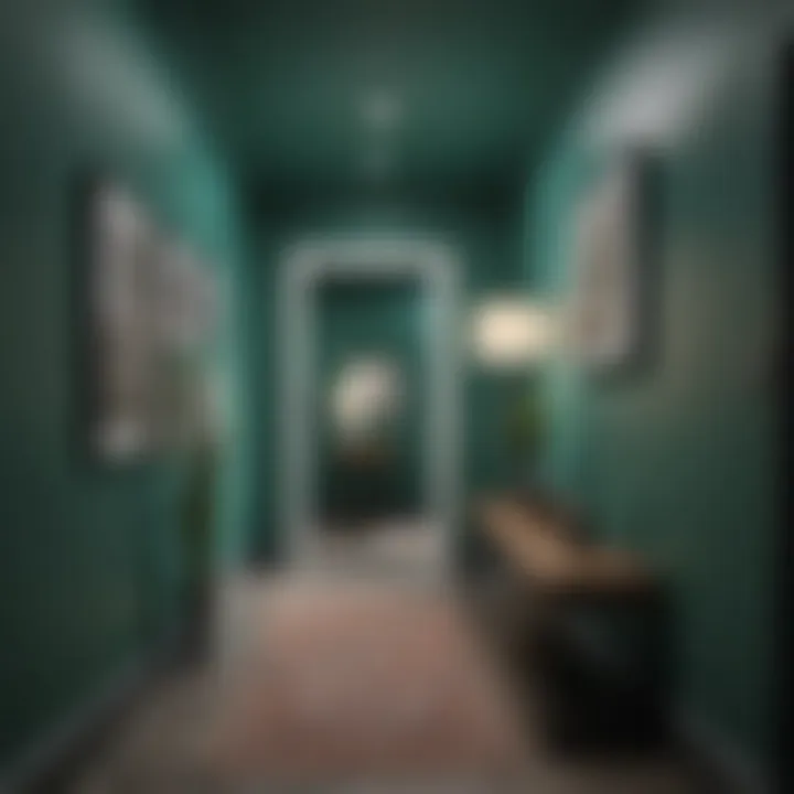 A vibrant emerald green accent wall in a modern hallway, demonstrating bold design choices.