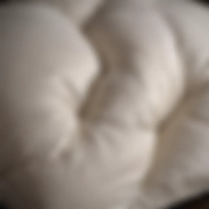 Close-up of goose down pillow with soft texture