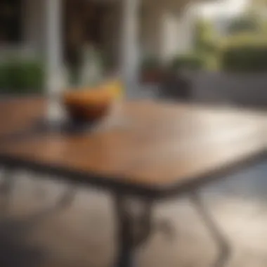 Close-up of a durable patio table made from high-quality materials