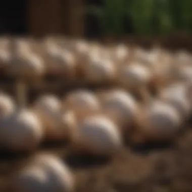 Freshly harvested garlic bulbs ready for planting