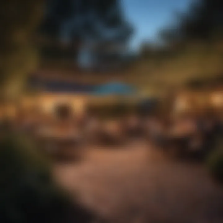 A vibrant outdoor gathering with colorful LED lights enhancing the ambiance.